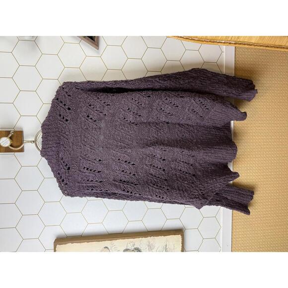 Moth by Anthropologie Purple Open-Front Knit Cardigan Sweater - Size - Small - Picture 2 of 5